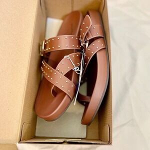 Universal Thread Nia Cognac Studded Contoured Footbed Slide Sandals Brown 7